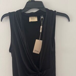 Elie Tahari Black Knot-Front Sleeveless Camisole
